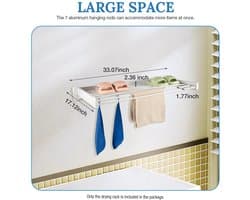 Dailygoods 7 Staven Opvouwbaar Onzichtbaar Rek Wandmontage Drooghanger Intrekbaar Opvouwbaar Droogrek 84*43.5*6cm - AliE