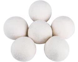 6 stuks drogerballen, wol, drogerballen, vilten ballen, donsjack, drogerbal, wasbal, herbruikbaar, natuurlijke woldrogerballen, tennisballen voor het wassen, dryer ballen, wit, 8 cm