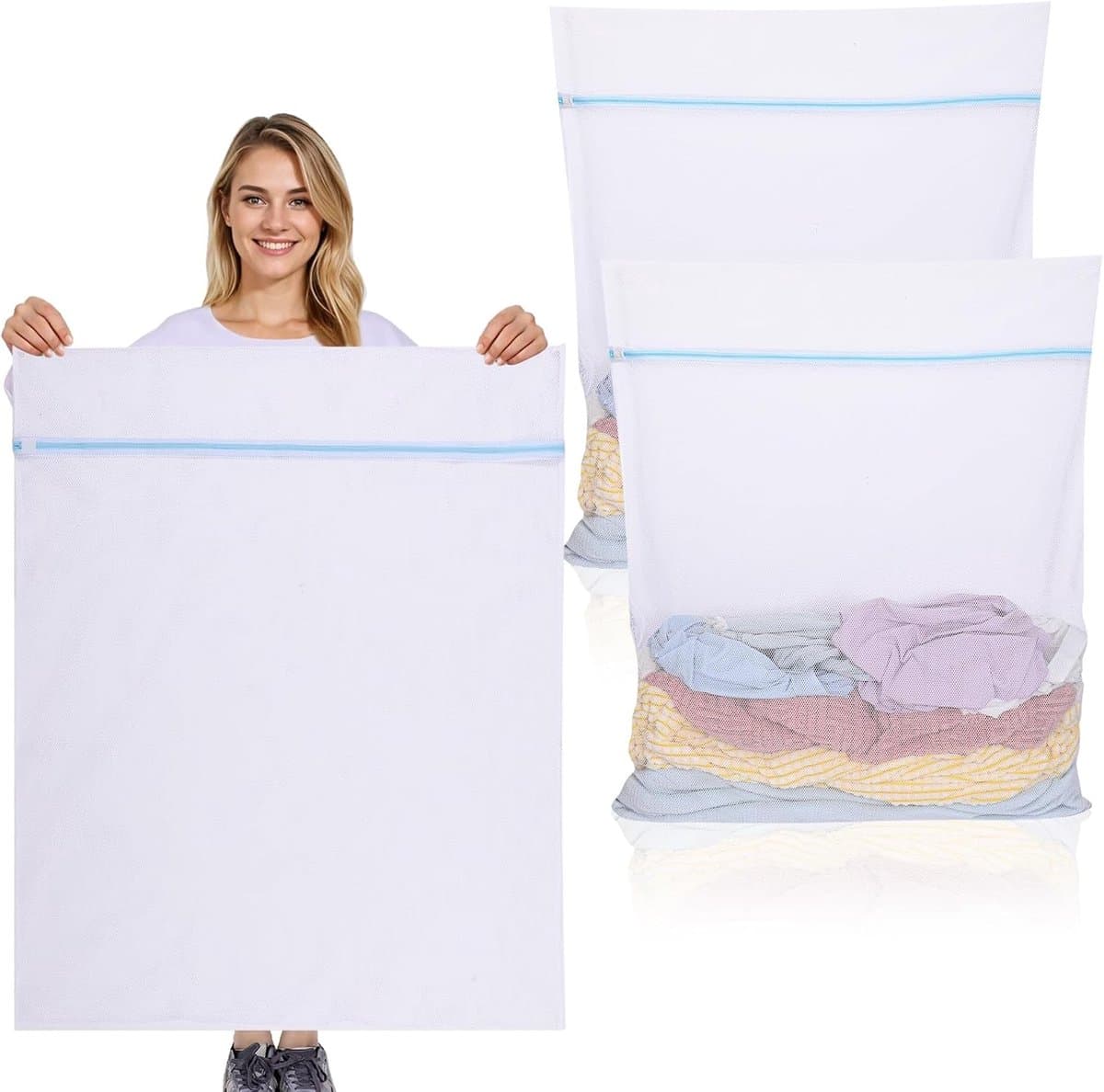 Waszakjes met rits-wastas-waszakkenset van mesh - 7-delige set met automatische ritssluiting - Geschikt voor damesondergoed, shirts, jurken, kousen en bh's - Beige — afbeelding 1