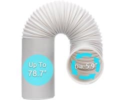 Slang voor mobiele airco, diameter 5,9 inch (ca. 15 cm), lengte 78,7 inch (ca. 200 cm) | Zonder aansluitstuk, universele vervanging, compatibel met de meeste raamafdichtingssets voor mobiele airco's