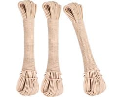 Urban Living Waslijn - 3x - 20 meter - PVC - beige - drooglijn / waslijndraad - wasgoed ophangen