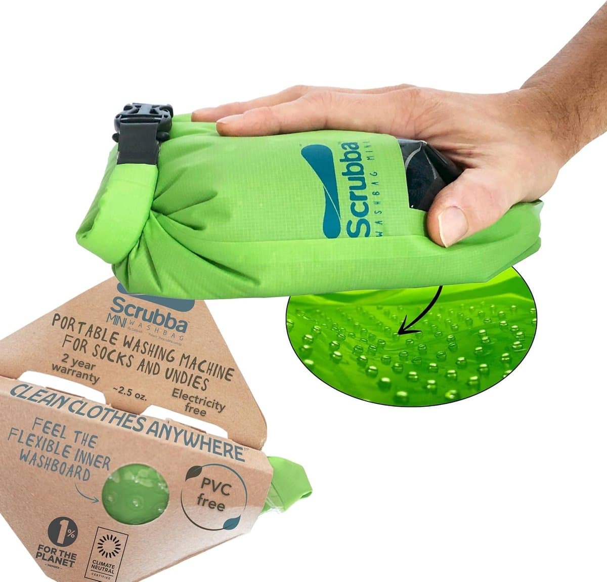 Ultra-Compacte Waszak voor Reizen en Avontuur - Draagbare Wasmachine voor Ondergoed en Kleding — afbeelding 1