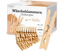 Houten Wasknijpers - 100 Stuks Natuurkleurig, Duurzaam en Stabiel voor Wasgoed en Knutselen