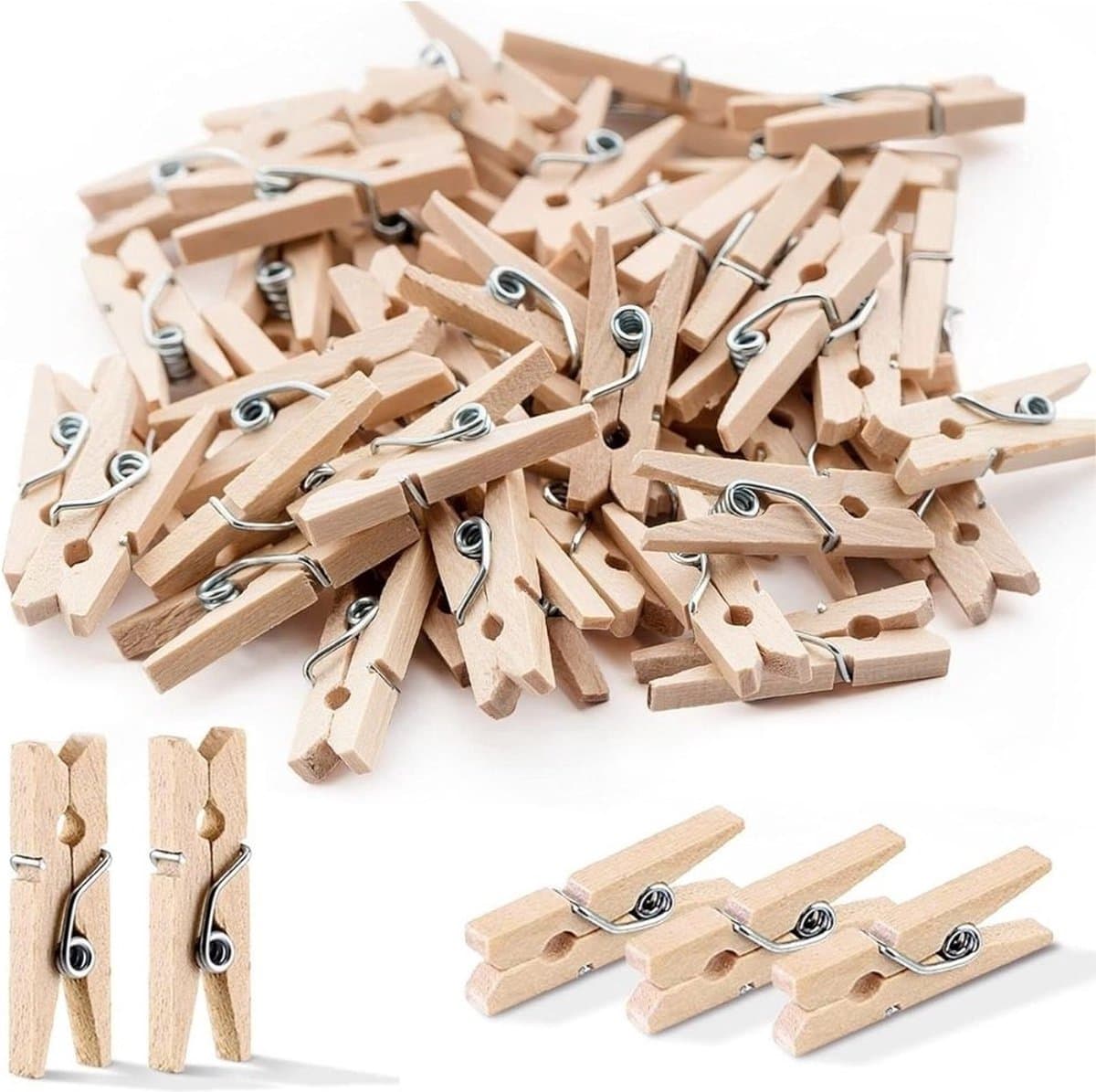 Mini Wasknijpers - 50 stuks - Knijpers Hout - Knijpertjes — afbeelding 1