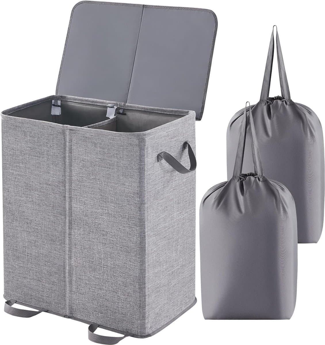 Dubbele wasmand Wasmand met deksel en afneembare wasmanden — afbeelding 1
