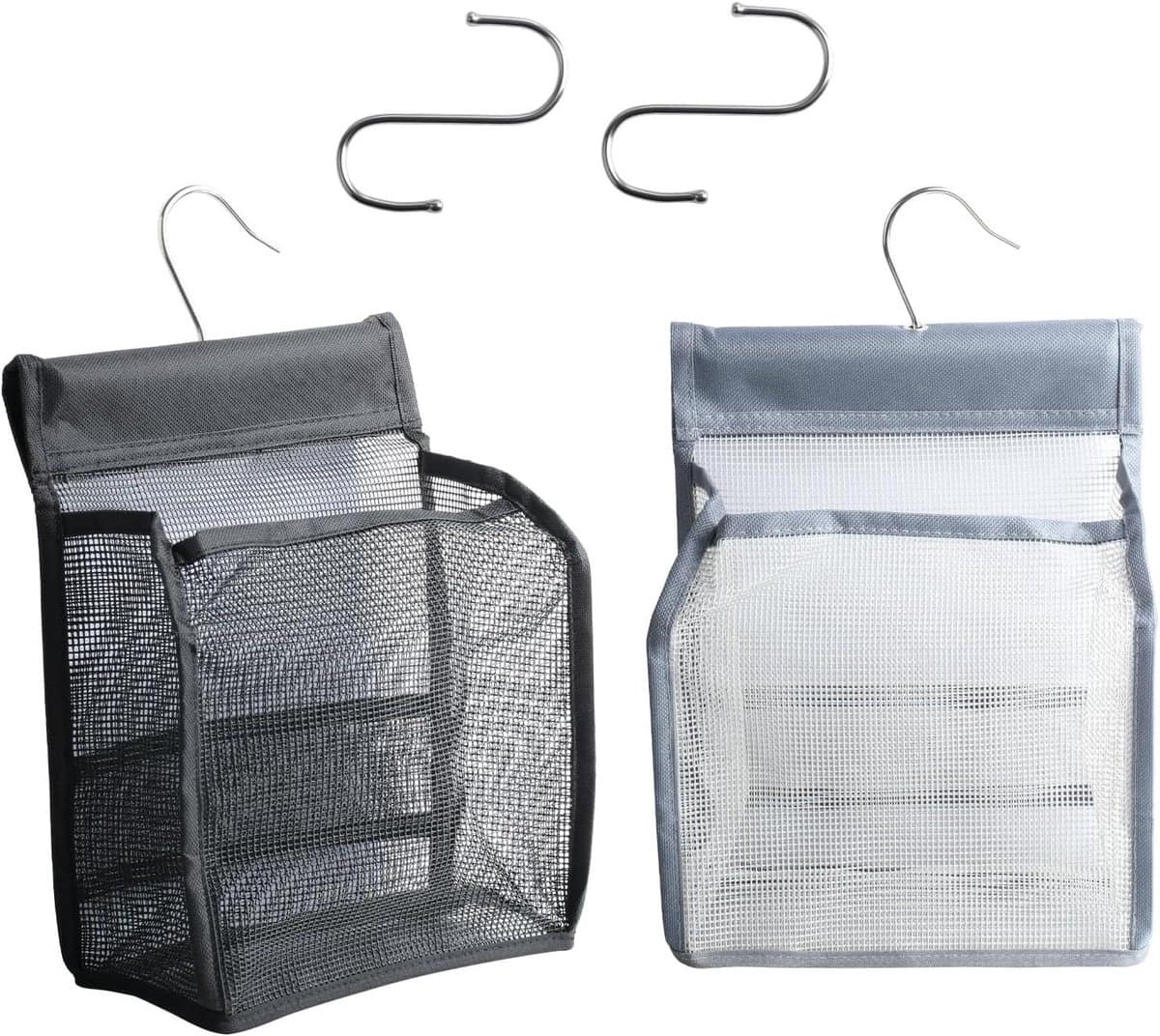 Wasknijperzakken - Opberghangers - Huishouden Organiseren - Met Haken - 20 x 10 x 24 cm - Zwart Grijs — afbeelding 1