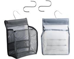 Wasknijperzakken - Opberghangers - Huishouden Organiseren - Met Haken - 20 x 10 x 24 cm - Zwart Grijs