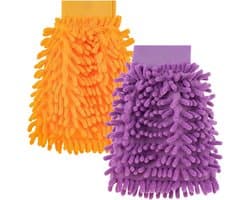 - dubbelzijdige microvezel washandschoen voor autoreiniging - 2 stuks