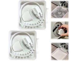2 stuks Lekbakken voor de wasmachine - Filterbak voor wasmachines - Opvangbak voor de afvoerslang van de wasmachine - Vierkante lekbak - Afvoertrechter voor wasdrogers - Met reinigingsborstel - Voor wasmachines, drogers (17,8*5 cm - Wit)
