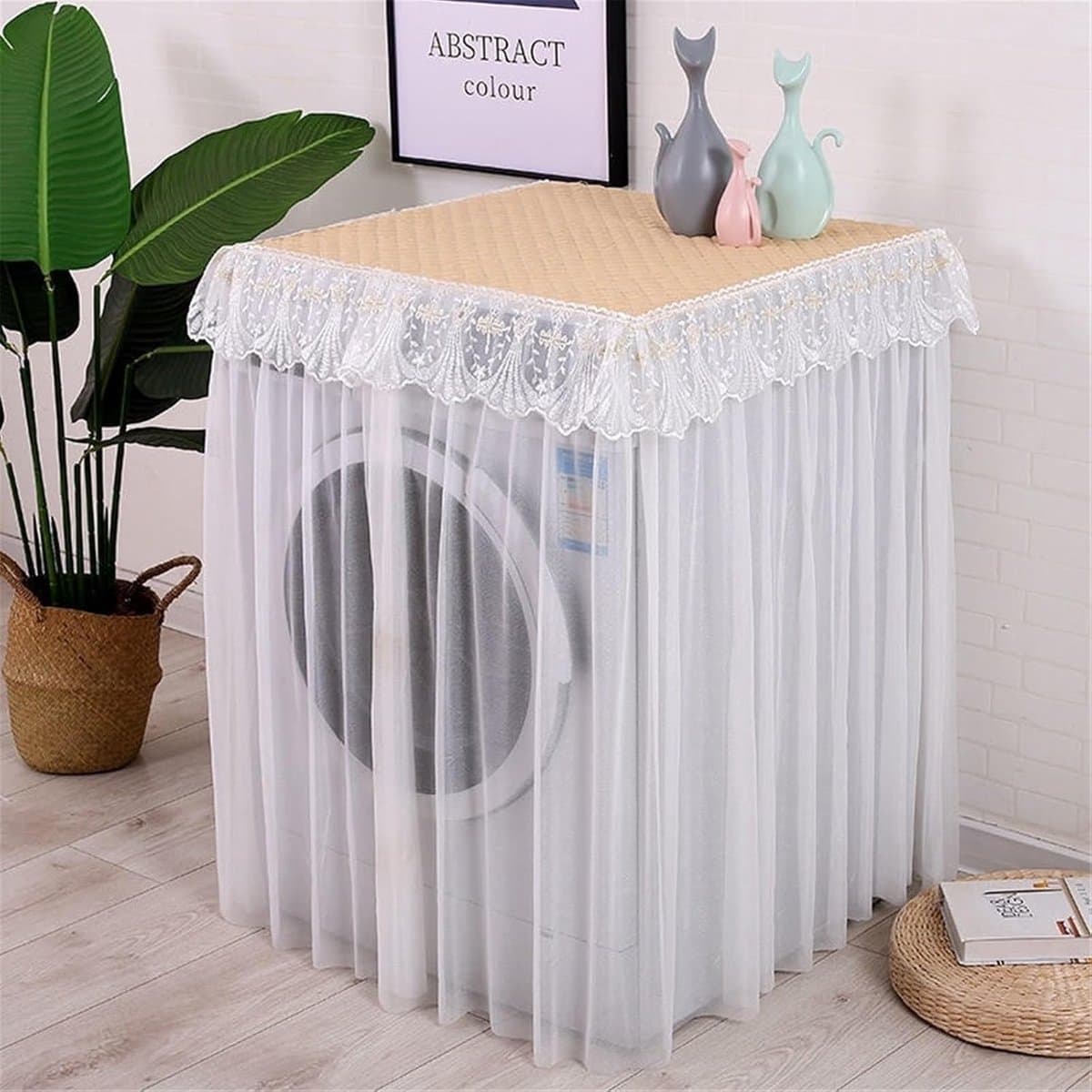 Wasmachinehoes Kant - Apparaat Beschermer - Apparaten Beschermen - Voorgesneden Venster - 60x65x80cm - Decoratief — afbeelding 1