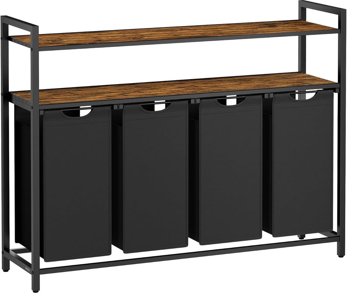 Wasmand – 4 vakken – 2 planken – Vintage bruin/Zwart — afbeelding 1