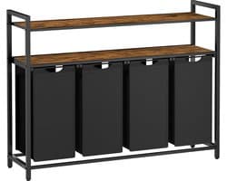 Wasmand – 4 vakken – 2 planken – Vintage bruin/Zwart