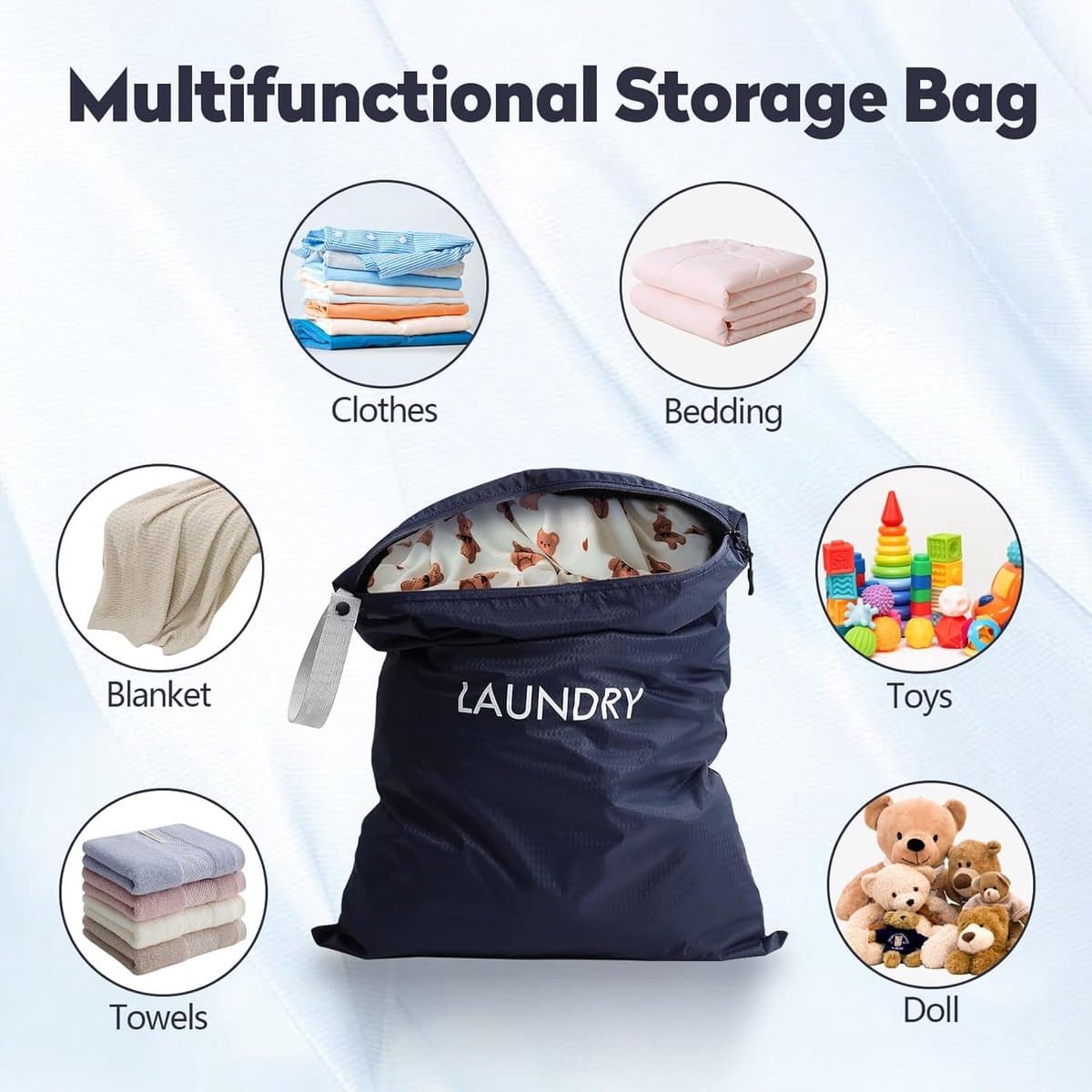 Waszakken Set - Waterdicht Nylon - Opvouwbaar en Ruimtebesparend - Met Ritssluiting - Voor Reizen en Vakantie — afbeelding 1