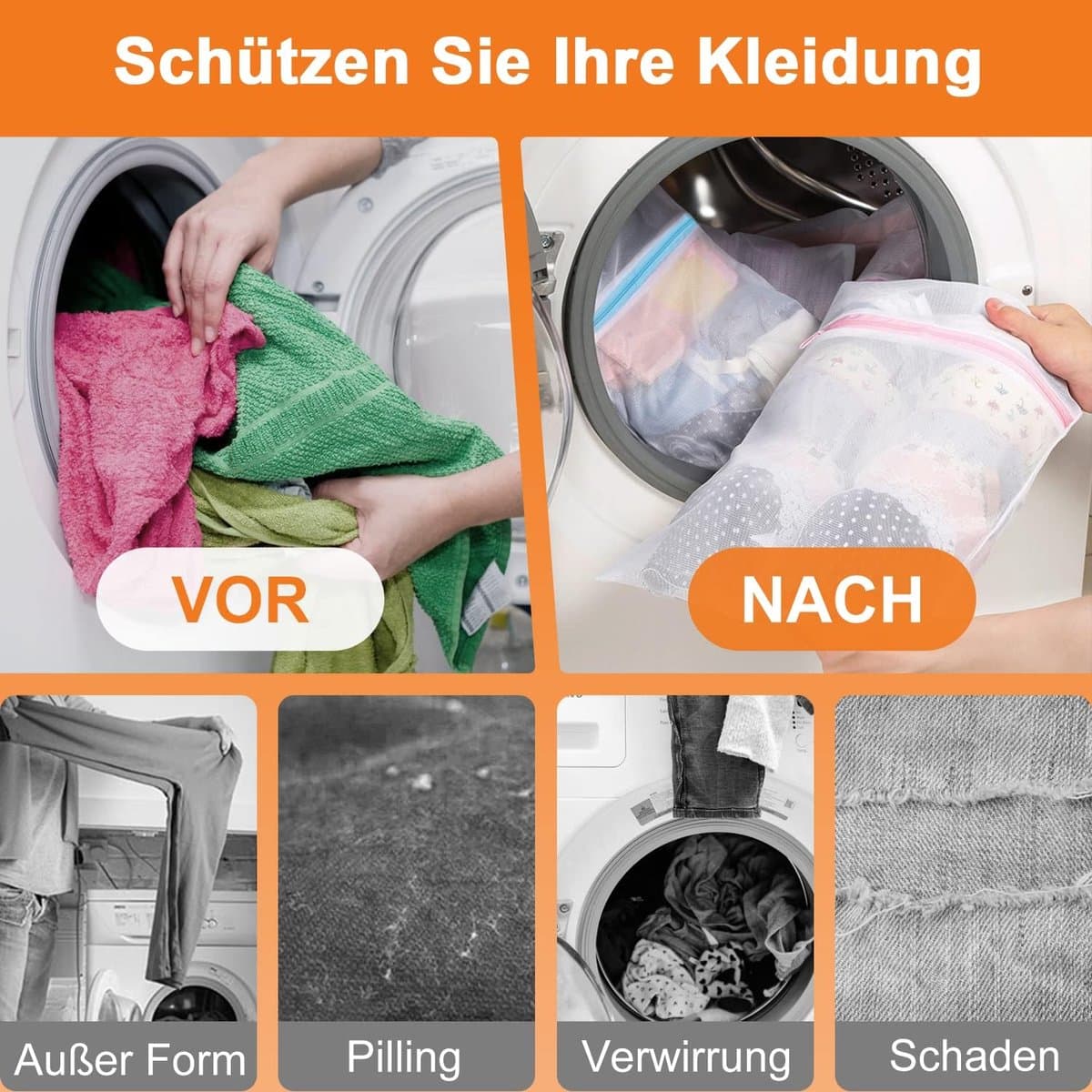 Waszak Set - Polyester - Verschillende Maten - Robuuste Ritssluiting - Voor Divers Wasgoed — afbeelding 1