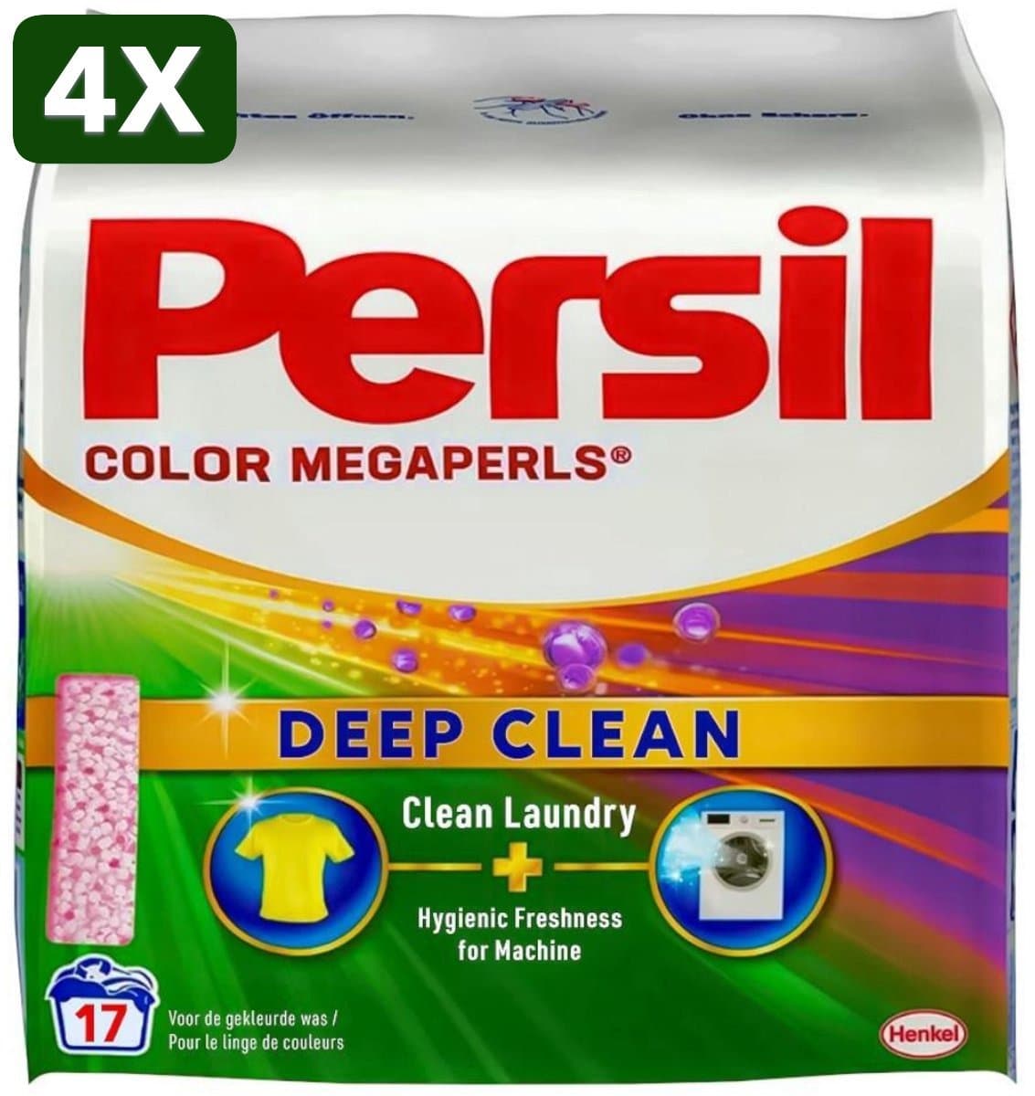 4 x Persil Color Megaperls - Deep Clean - Waspoeder - Gekleurde Was - 17 Wasbeurten — afbeelding 1