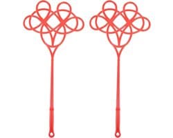 Tapijtklopper - Stofverwijderaar Dekens - Huishoudelijk Afstoffen - Lange Steel - 57.5 cm - Rood