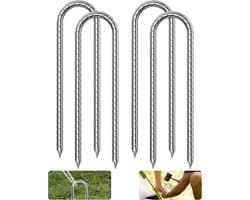 SnelShoppen - Sterke U-vormige tentpinnen, set van 4, ideaal voor camping, tuin, feesten, stevig staal, weerbestendig en eenvoudig te gebruiken