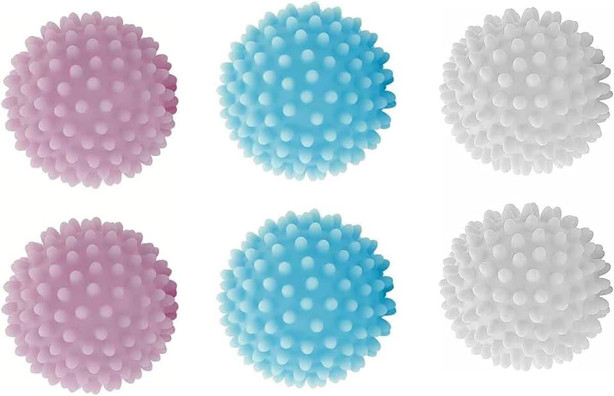 wasbal voor wasmachine, wasbal, 6 stuks drogerballen voor wasdroger, egelballen voor pluizige was, voor thuis, kleding, reiniging, herbruikbaar — afbeelding 1