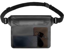Tas, 1 stuk, zwart, lichte heuptas met verstelbare riem, houdt je mobiele telefoon droog en veilig op het strand of tijdens het zwemmen