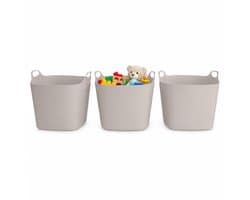 Excellent Houseware Flexibele emmer - 3x - beige - 15 liter - kunststof - vierkant - 37 x 30 cm