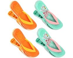 4 stuks strandhanddoekclips, slipclips voor ligstoelen, grote wasknijpers, zwembadhanddoekharingen voor vakantie, zwembad, strandstoelen (oranje, groen)