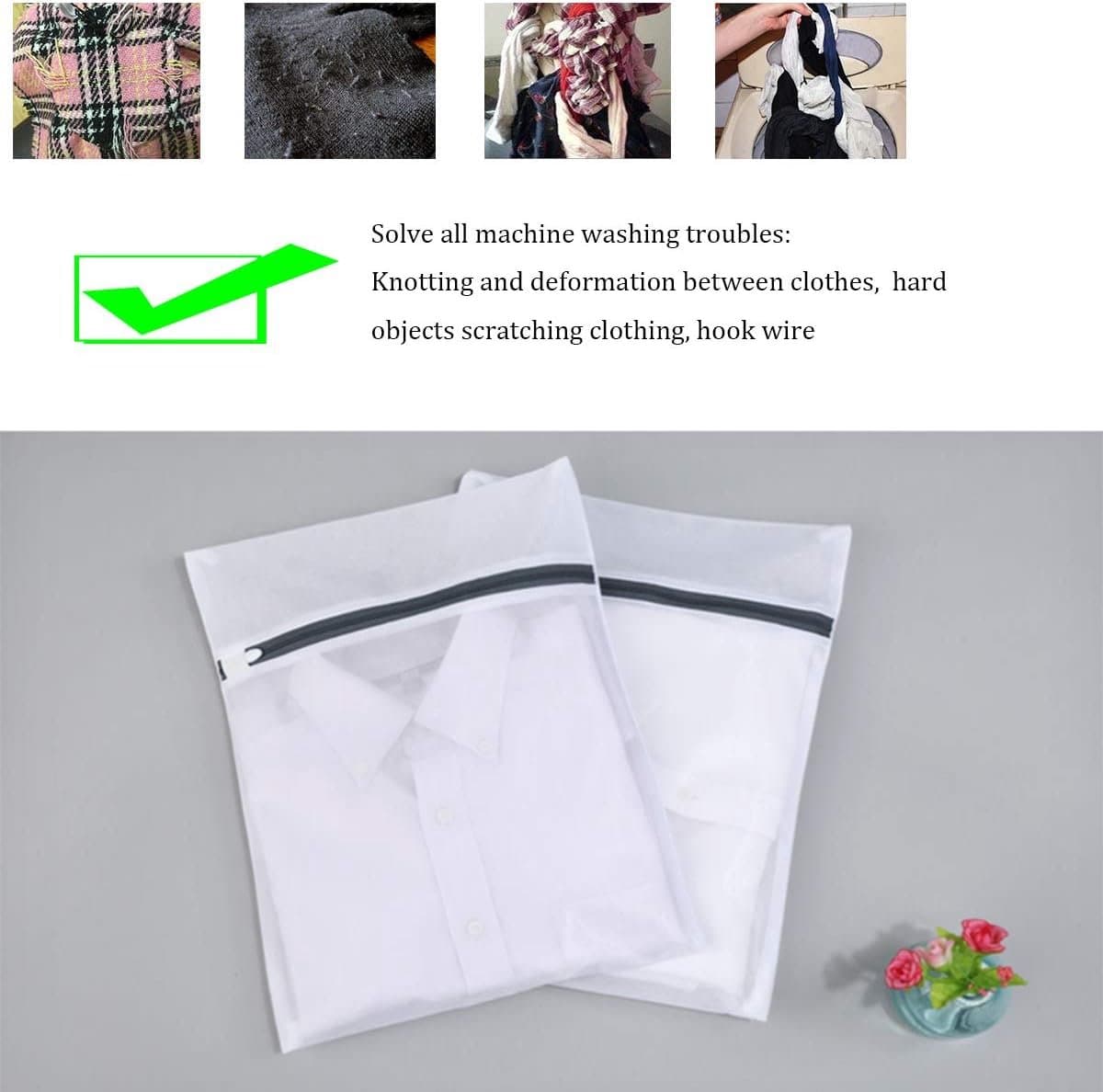 Thijox - Waszakken 2 stuks, herbruikbaar wasnet 50 x 60 cm, vuilafstotend polyester waszak voor blouse, ondergoed, lingerie, schoenen, fijnmazig en ad — afbeelding 1