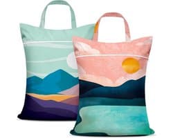 2 Stuks - Waszak - Reiswaszak - Grote Reiswaszakken - Opvouwbare reiswaszak - Waterdicht met handvat - Wetbags voor Op Reis - Grote Waterdichte Waszakken met Rits - Luxe Opvouwbare Droog-Natte Scheidingstassen