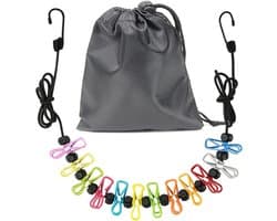 Draagbare waslijn, intrekbare waslijn voor reizen, kledinglijn met 12 kledingclips, voor binnen wasdrooglijn, outdoor camping accessoires (kleurrijk)