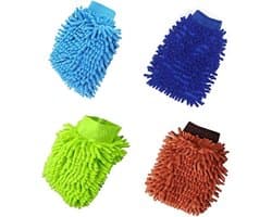 Car Wash Mitt, 4 Pcs, Dubbelzijdige Microfiber Wash Handschoenen, Microvezel Noodle Doeken voor Auto Reiniging & Huishouden Reiniging (Willekeurige Kleur)