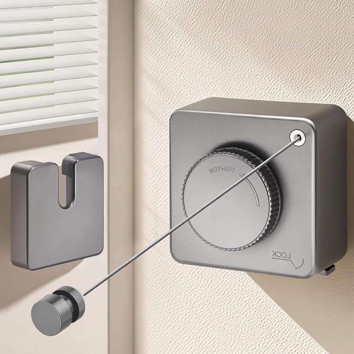 Uitschuifbare Waslijn - Intrekbare Waslijn - Kleding Drogen - Anti-Doorhang Ontwerp - 46 meter - Grijs — afbeelding 1