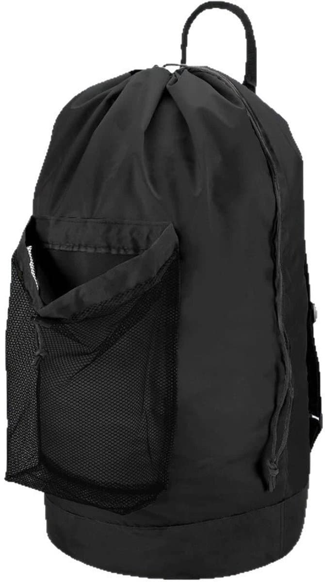 Waszak voor kamperen, 33 x 73 cm, groot formaat, Oxford-stof, met trekkoord, waszak, reistas, opvouwbaar, reistas, rugzak, geschikt voor kamperen, picknicks en thuisgebruik (zwart). — afbeelding 1