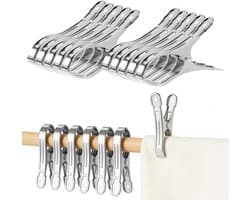 Set van 10 Handdoek Klemmen 13cm voor Strandstoelen, Rvs Handdoekclips, Grote Kledingknijpers en Badhanddoeken