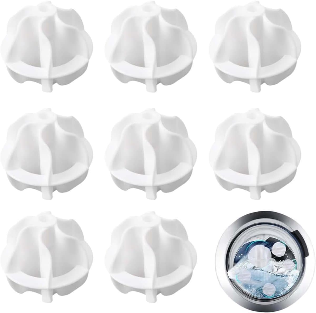 Set van 8 droogballen, wasballen, droogballen, wasballen voor de wasmachine, voor de wasmachine, droogballen voor thuis, voor het reinigen van kleding, wasballen — afbeelding 1