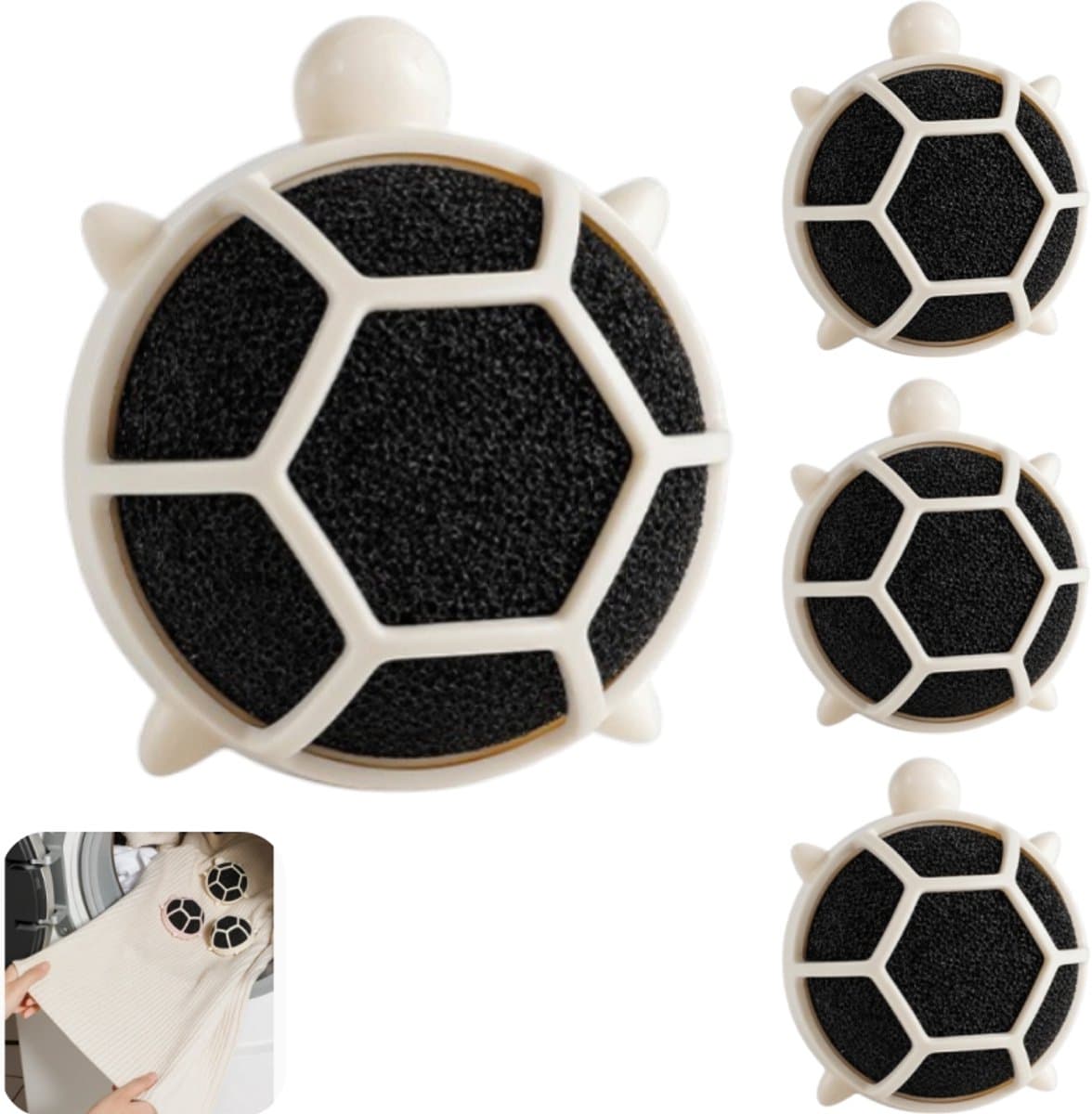 4 stuks-Pluisroller - Wasballen - Herbruikbaar - Huisdierhaarverwijderaar - Wasaccessoire - Geschikt voor het absorberen van huisdierhaar - Antiklit - Gebroken wit - 7,7*6,6*4 cm — afbeelding 1