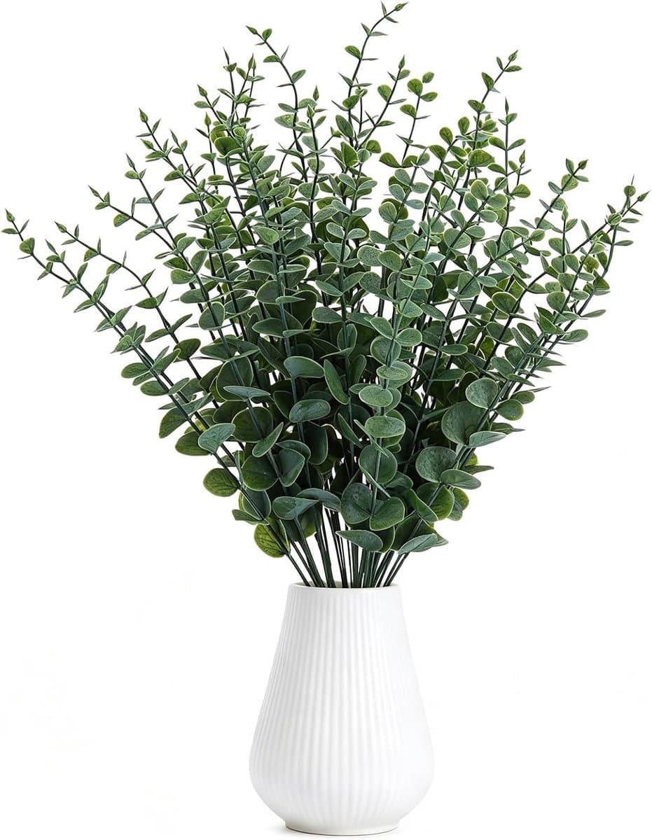 40 stuks eucalyptus, gedroogd, natuurlijk, 43 cm, echte eucalyptustakken voor bloemstukken, tafeldecoraties voor badkamer, vazen voor bruiloften, doe-het-zelf decoraties — afbeelding 1