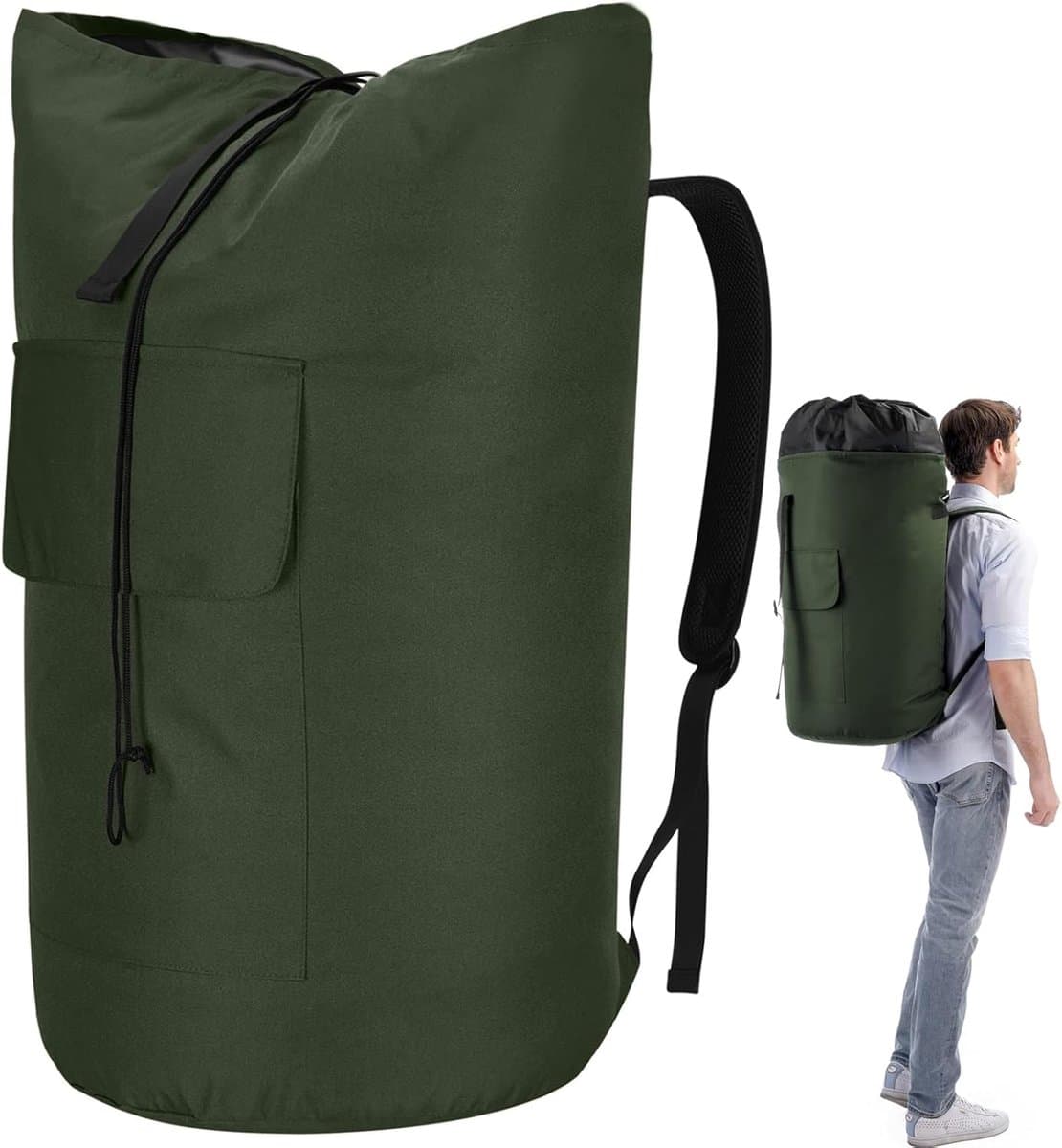 Waszak vuile was XXL 115 liter, waszak voor op reis met 2 gevoerde schouderbanden, waszak voor op reis, opvouwbare opbergzak, kledingtas, plundry bag rugzak — afbeelding 1