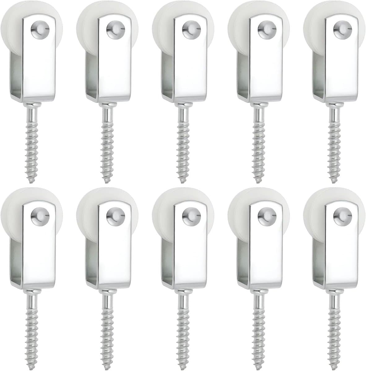 SnelShoppen - 10 Stuks 25mm Nylon Pulleys voor Kledinglijn - Ideaal voor Binnen, Patio's, Balkon en Daken - Compacte Installatie met 38x6mm Montage Sc — afbeelding 1