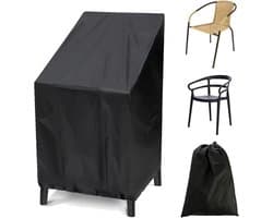 Beschermhoes voor Tuinstoelen 65 x 65 x 120 cm van 210D Oxford Stof met Trekkoord voor Balkonstoelen en Stapelstoelen, Zwart