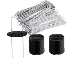 SnelShoppen - 50 Tuin Haringen en 50 Washers, Gegalvaniseerde RVS Grondankers voor Tuin, Tent en Schutting, 150x40mm, Ø2.5mm, Ideaal voor Buiten en Tu