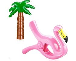 SnelShoppen - Towel Clips voor Strandstoelen - 2 Stuks Grote Strandhanddoek Klemmen Flamingo - Handdoek Klemmen voor Strand, Bad, Zwembad - Duurzaam K