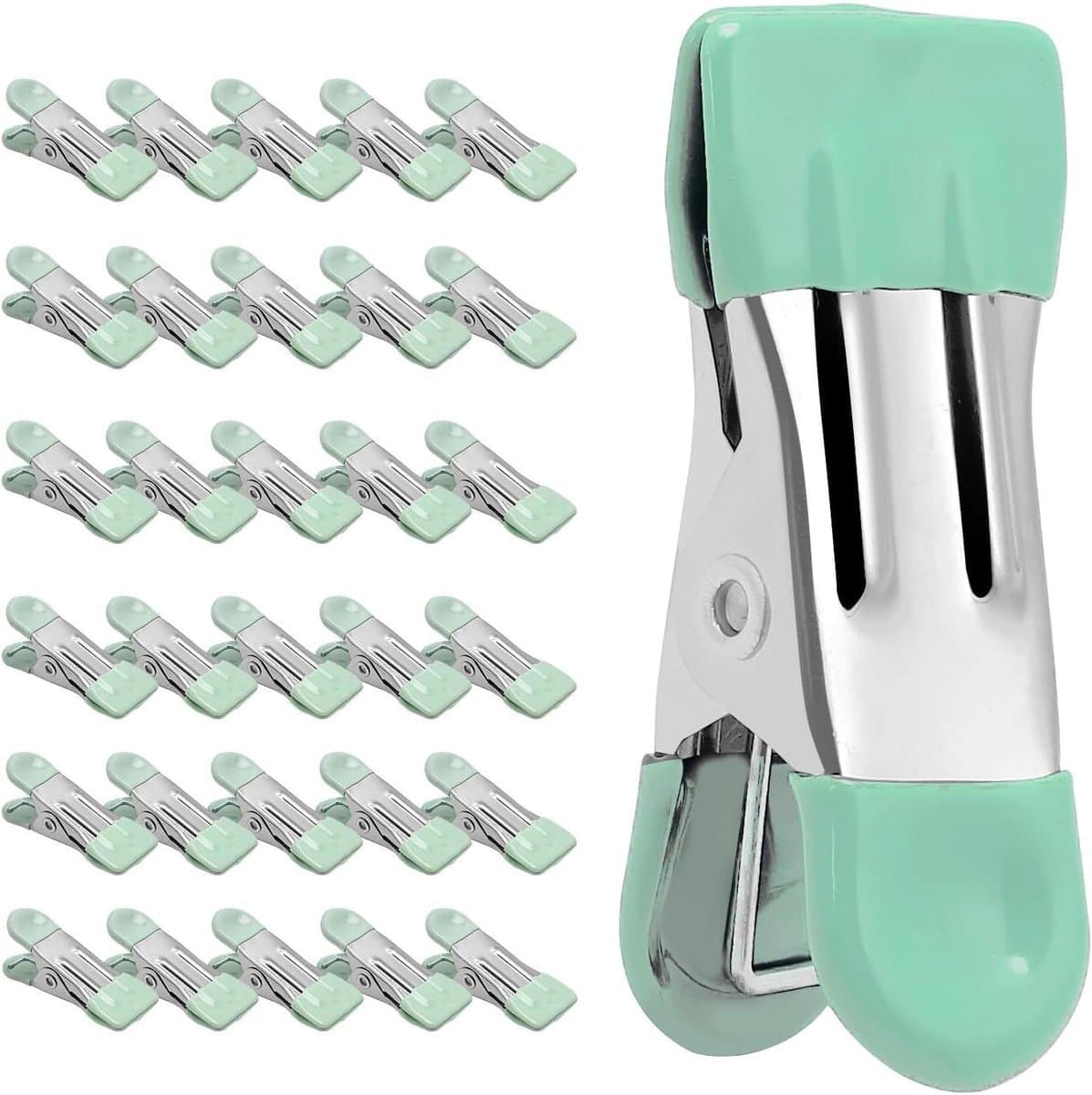 Kledingknijpers Heavy Duty - Metalen Clips - Was Drogen - Rubberen Coating - 30 Stuks - Lichtgroen — afbeelding 1
