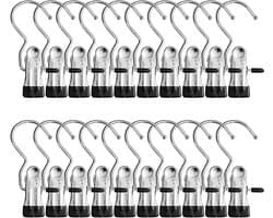 Set van 20 Kledingknijpers - Draagbare Kledingclips voor Broeken, Schoenen en Handdoeken - Duurzame Metalen Haakjes met Tangen voor Thuisgebruik
