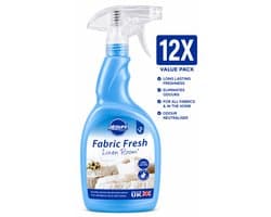 Airpure Textielverfrisser Linnen (Linen Room) 750 ml Spray - Set van 12 Flessen (9 L Totaal) - Geurneutralisator voor Beddengoed Gordijnen Kleding en Meubels - 100% Veganistisch en Dierproefvrij - Made in UK