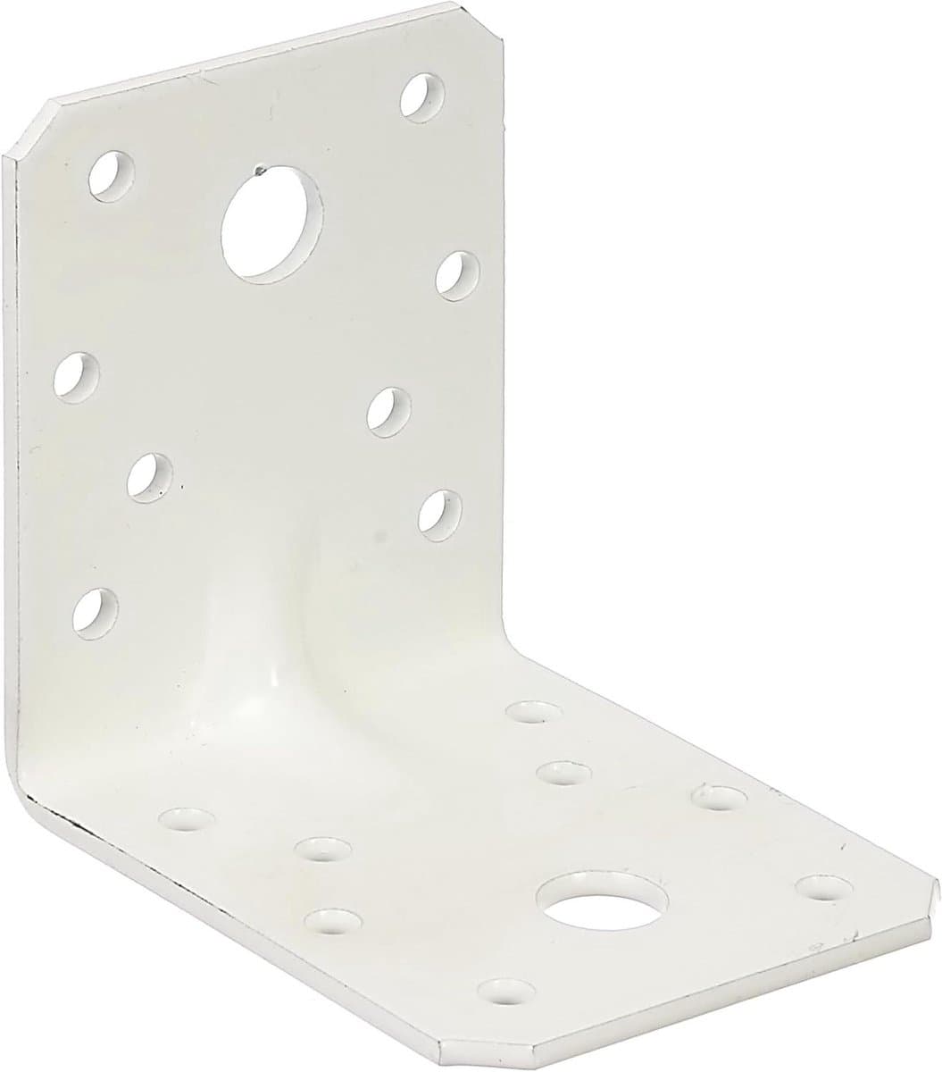 Hoekanker extra sterk - Versterkte hoek - Houtverbindingen maken - Met rib - 70 x 55 mm - Wit — afbeelding 1