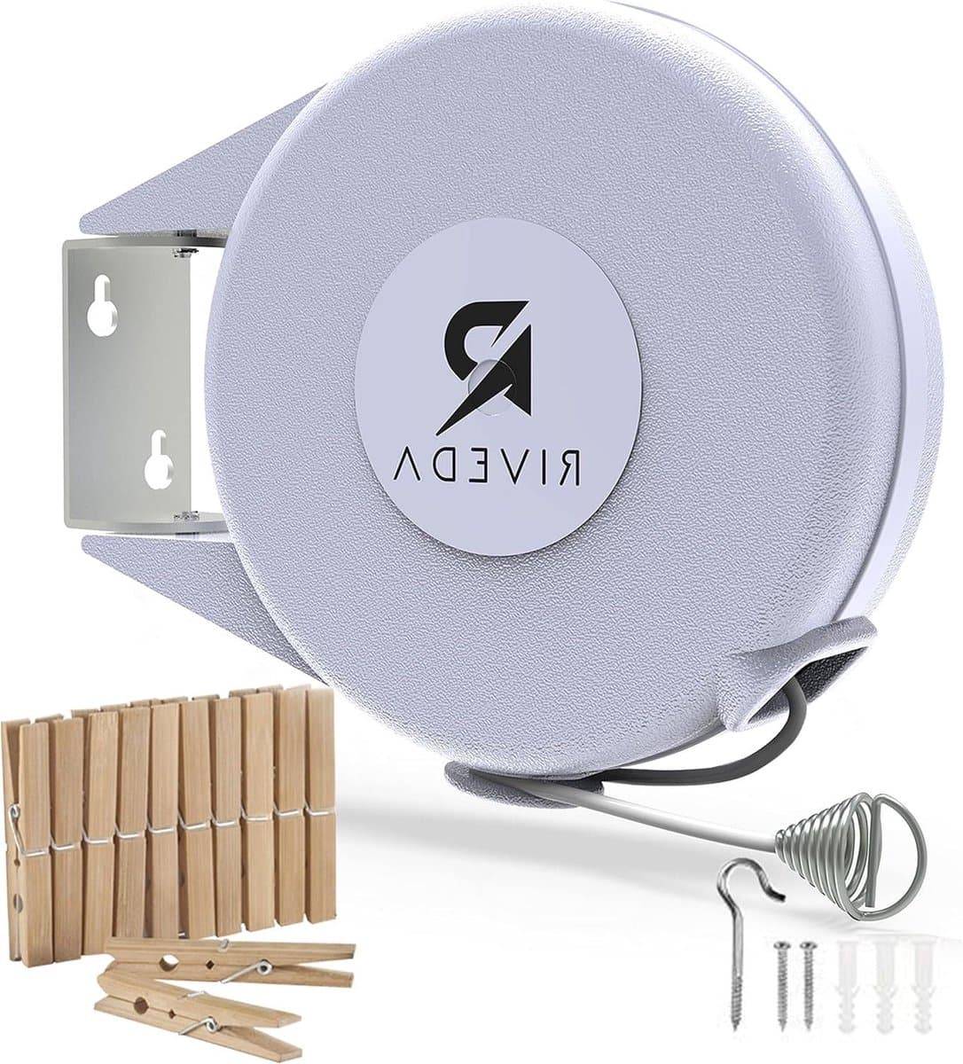 Intrekbare Waslijn - Draagbare Kledinglijn - Was Drogen - Roestbestendige Behuizing - 100 Meter - Wit — afbeelding 1