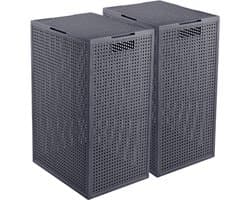 Curver Kaya Wasmand met deksel - 60L - 2 stuks - 38x29x58,5 cm - Antraciet — afbeelding 1