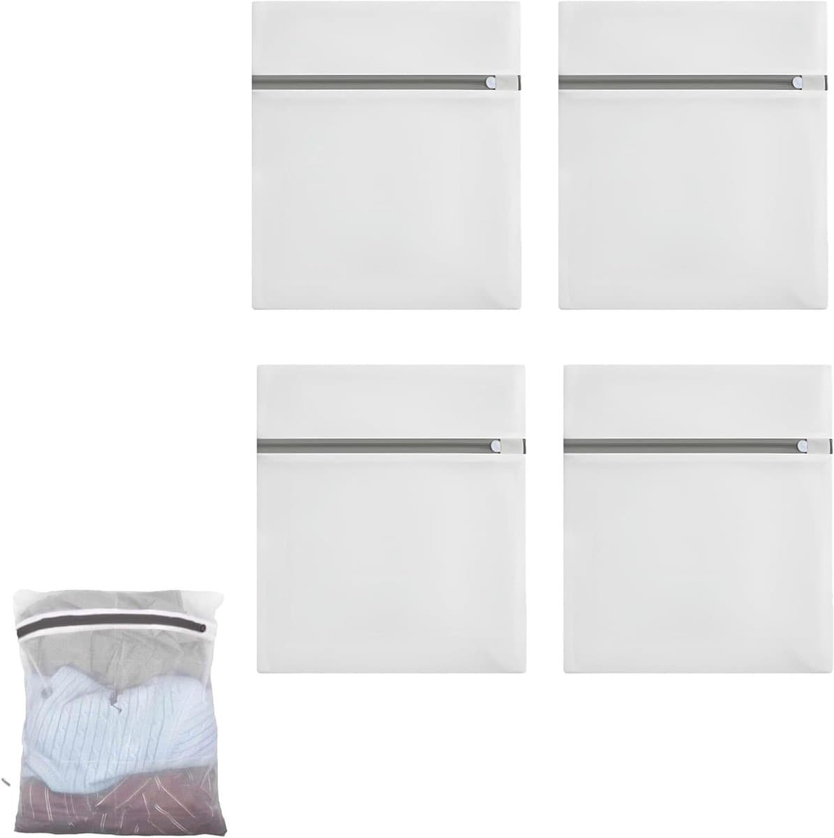 Set van 4 wasnetten voor delicate was - ademend fijn gaas - beschermt lingerie, sokken en babykleding - met rits - geschikt voor wasmachine en droger — afbeelding 1