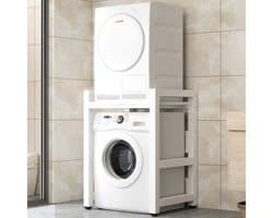 Waskast - Opbergkast Wasmachine - Ruimte Besparen - Hoge Laadcapaciteit - 75x65x105 cm - Wit