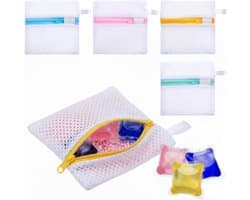 Set van 4 anti-plakkende waszakken voor delicate was, mini mesh waszakken, opvouwbare opbergtas voor waspods en geurige kralen