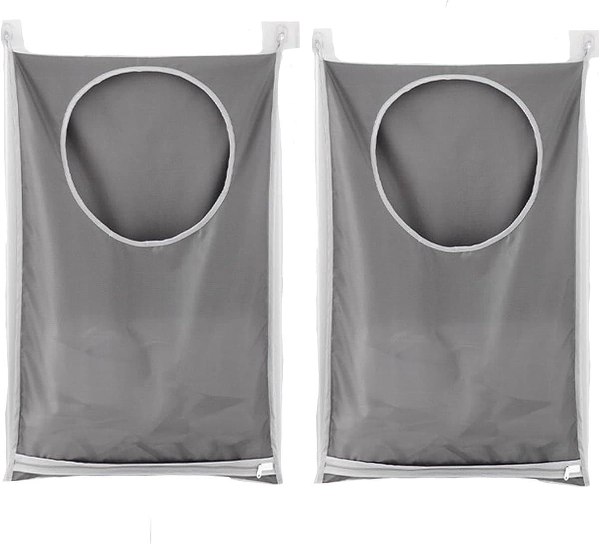 Hanging wasmanden voor de deur - 2 stuks waszakken, organizer voor slaapkamer en badkamer (donkergrijs) — afbeelding 1